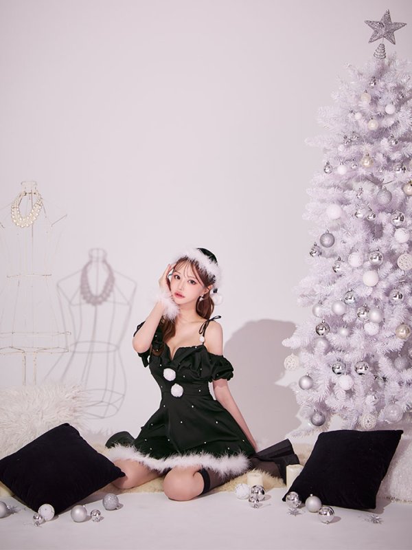 画像14: 【ノベルティ対象】【即日発送】【送料無料！】【サンタ】リボンキャミオフショルフリルサンタコスプレ【コスプレ4点セット】【XS-Lサイズ/2カラー】[OF01/OF04]