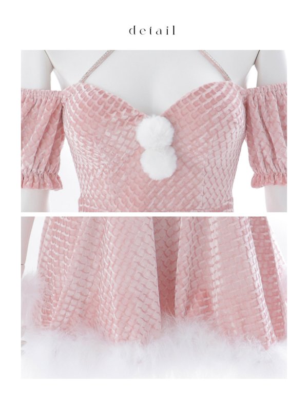 画像44: 【即日発送】【サンタ】クロスネックフレアーサンタコスプレ【コスプレ4点セット】【XS-Lサイズ/2カラー】[OF04]