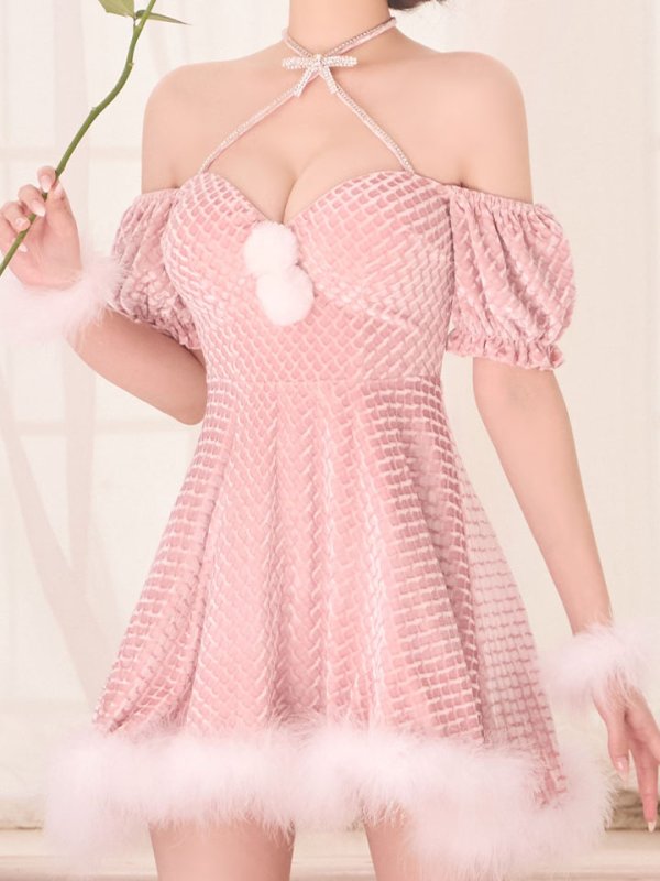 画像38: 【即日発送】【サンタ】クロスネックフレアーサンタコスプレ【コスプレ4点セット】【XS-Lサイズ/2カラー】[OF04]