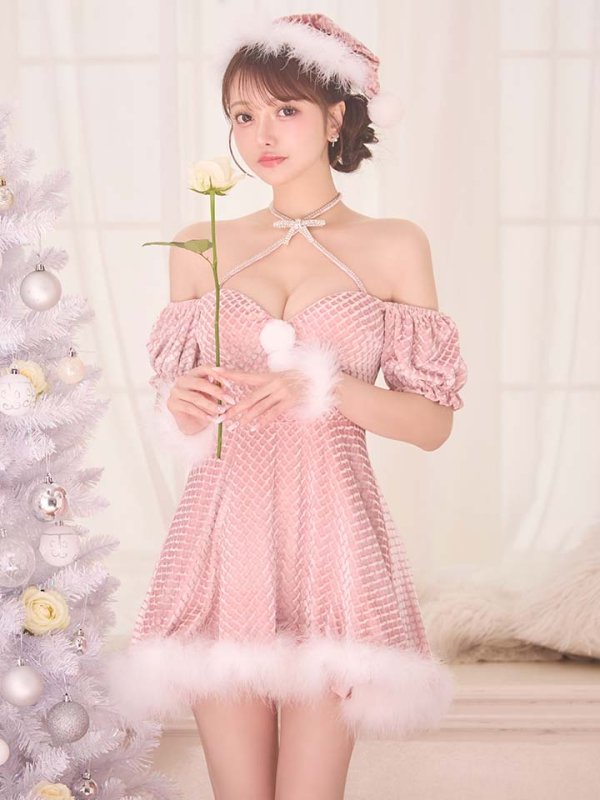 画像6: 【即日発送】【サンタ】クロスネックフレアーサンタコスプレ【コスプレ4点セット】【XS-Lサイズ/2カラー】[OF04]