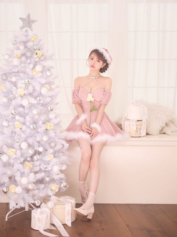 画像30: 【即日発送】【サンタ】クロスネックフレアーサンタコスプレ【コスプレ4点セット】【XS-Lサイズ/2カラー】[OF04]