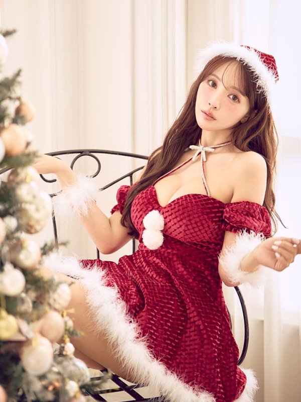 画像25: 【即日発送】【サンタ】クロスネックフレアーサンタコスプレ【コスプレ4点セット】【XS-Lサイズ/2カラー】[OF04]