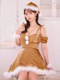【即日発送】【サンタ】オーガンジーオフショルサンタコスプレ【コスプレ4点セット】【XS-Lサイズ/2カラー】[HC03]