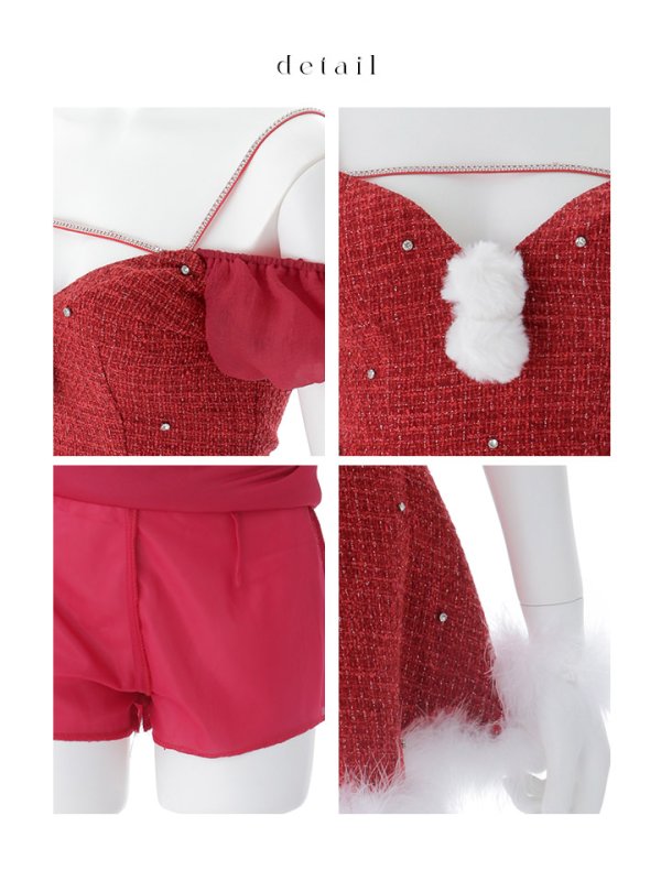 画像36: 【ノベルティ対象】【即日発送】【送料無料！】【サンタ】パフスリーブセットアップサンタコスプレ【コスプレ5点セット】【XS-Mサイズ/2カラー】[OF04]