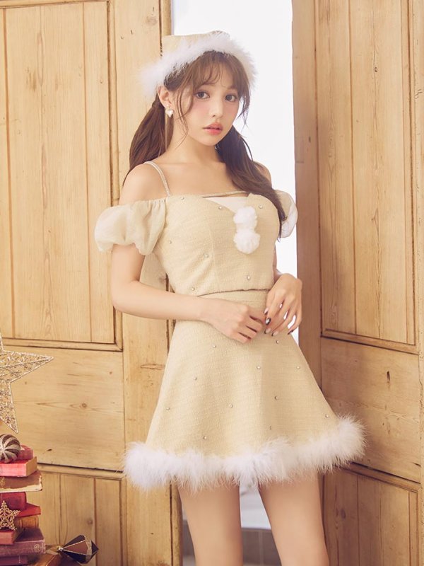 画像28: 【ノベルティ対象】【即日発送】【送料無料！】【サンタ】パフスリーブセットアップサンタコスプレ【コスプレ5点セット】【XS-Mサイズ/2カラー】[OF04]