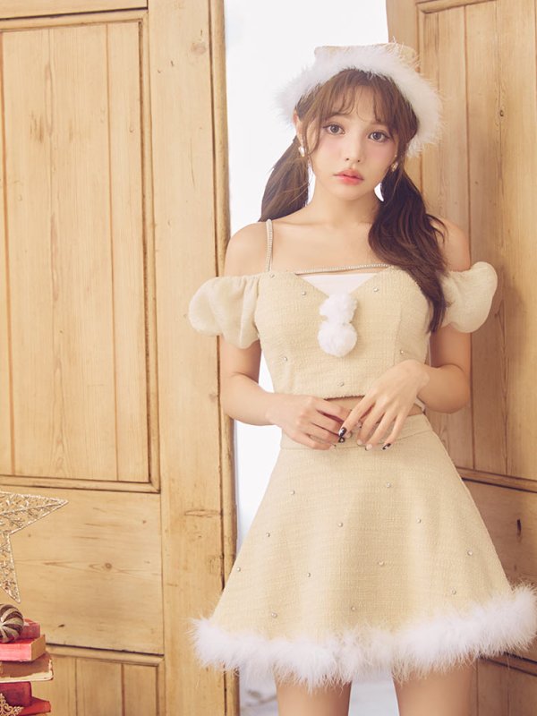 画像19: 【ノベルティ対象】【即日発送】【送料無料！】【サンタ】パフスリーブセットアップサンタコスプレ【コスプレ5点セット】【XS-Mサイズ/2カラー】[OF04]