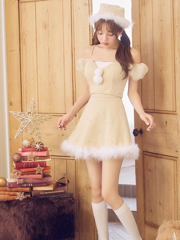 画像24: 【ノベルティ対象】【即日発送】【送料無料！】【サンタ】パフスリーブセットアップサンタコスプレ【コスプレ5点セット】【XS-Mサイズ/2カラー】[OF04]