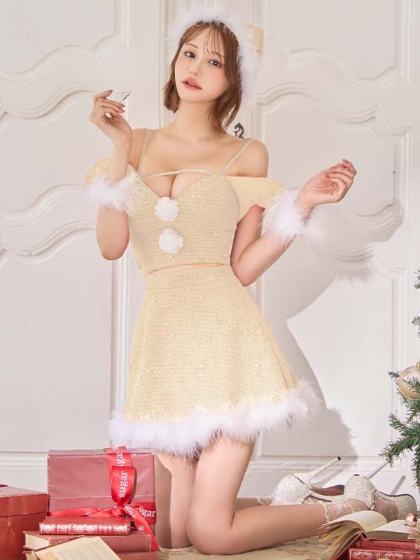 画像17: 【ノベルティ対象】【即日発送】【送料無料！】【サンタ】パフスリーブセットアップサンタコスプレ【コスプレ5点セット】【XS-Mサイズ/2カラー】[OF04]