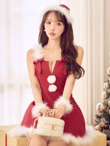 【ノベルティ対象】【即日発送】【サンタ】リボンファーサンタコスプレ【コスプレ4点セット】【XS-XLサイズ/2カラー】[OF03]