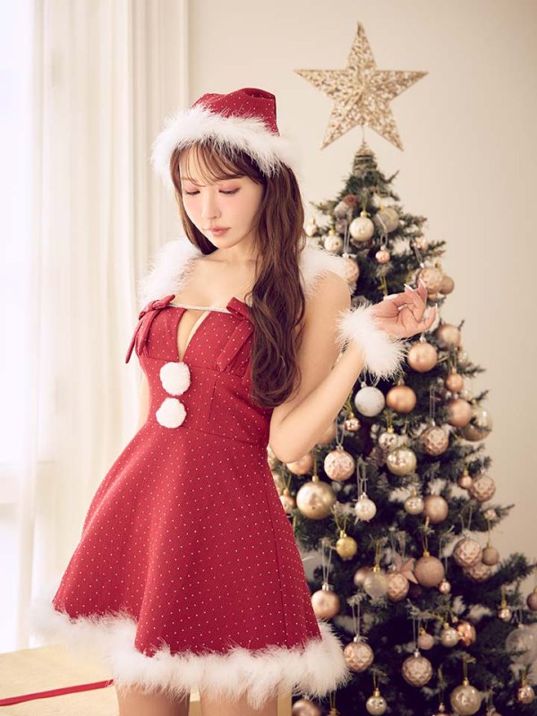 画像17: 【ノベルティ対象】【即日発送】【サンタ】リボンファーサンタコスプレ【コスプレ4点セット】【XS-XLサイズ/2カラー】[OF01/OF04]