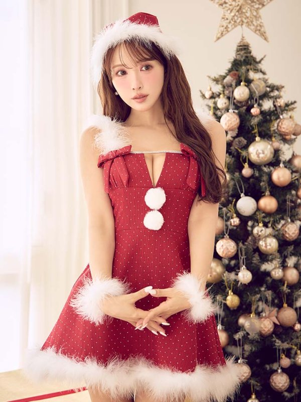 画像25: 【ノベルティ対象】【即日発送】【サンタ】リボンファーサンタコスプレ【コスプレ4点セット】【XS-XLサイズ/2カラー】[OF01/OF04]