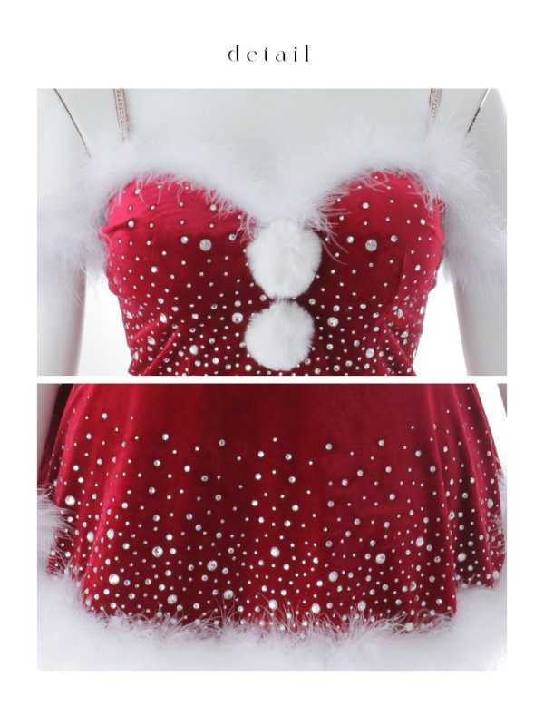 画像43: 【ノベルティ】【即日発送】【送料無料！】【サンタ】スノービジューセットアップサンタコスプレ【コスプレ5点セット】【XS-Lサイズ/3カラー】[OF03]