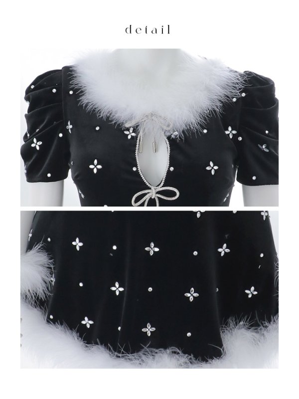 画像20: 【即日発送】【サンタ】リボンベロア半袖ワンピースサンタコスプレ【コスプレ3点セット】【S-Lサイズ/2カラー】[OF03]