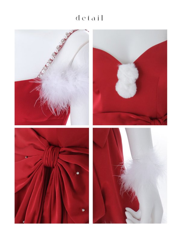 画像31: 【即日発送】【サンタ】サイドリボンビジューオフショルサンタコスプレ【コスプレ4点セット】【XS-Lサイズ/1カラー】[OF04]