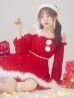 画像1: 【即日発送】【サンタ】袖付きシフォンワンピースビジューサンタコスプレ【コスプレ3点セット】【S-Mサイズ/2カラー】[OF03] (1)