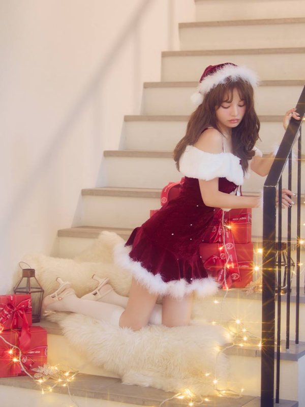 画像15: 【即日発送】【送料無料！】【サンタ】オフショルファービジューマーメイドサンタコスプレ【コスプレ4点セット】【XS-Lサイズ/2カラー】[OF04]