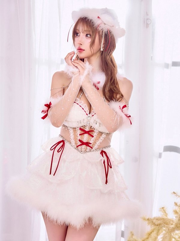 画像13: 【即日発送】【サンタ】桜咲乃愛ちゃんコラボフレアレースビジューベアーサンタコスプレ【コスプレ4点セット】【XS-Mサイズ/1カラー】[OF03]