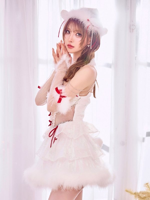 画像14: 【即日発送】【サンタ】桜咲乃愛ちゃんコラボフレアレースビジューベアーサンタコスプレ【コスプレ4点セット】【XS-Mサイズ/1カラー】[OF03]