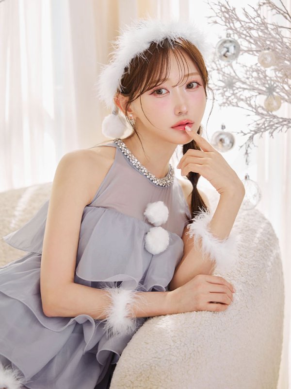 画像12: 【即日発送】【サンタ】アメスリフリルホルターネックサンタコスプレ【コスプレ4点セット】【XS-Lサイズ/2カラー】[OF04]