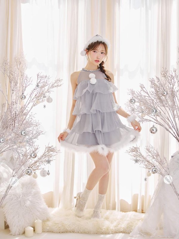 画像18: 【即日発送】【サンタ】アメスリフリルホルターネックサンタコスプレ【コスプレ4点セット】【XS-Lサイズ/2カラー】[OF04]