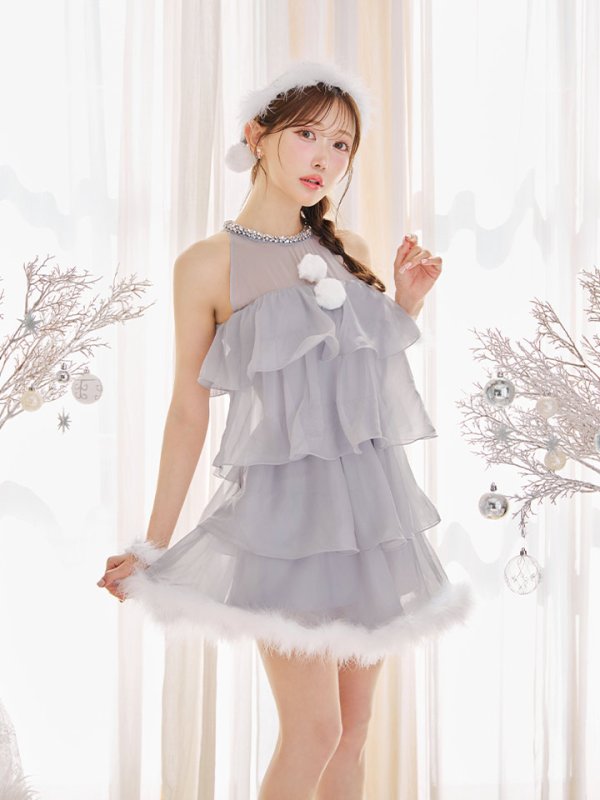 画像6: 【即日発送】【サンタ】アメスリフリルホルターネックサンタコスプレ【コスプレ4点セット】【XS-Lサイズ/2カラー】[OF04]