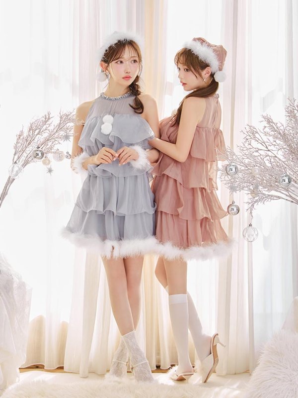 画像11: 【即日発送】【サンタ】アメスリフリルホルターネックサンタコスプレ【コスプレ4点セット】【XS-Lサイズ/2カラー】[OF04]