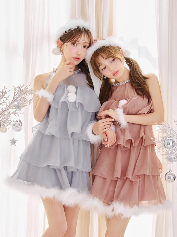 画像5: 【即日発送】【サンタ】アメスリフリルホルターネックサンタコスプレ【コスプレ4点セット】【XS-Lサイズ/2カラー】[OF04]