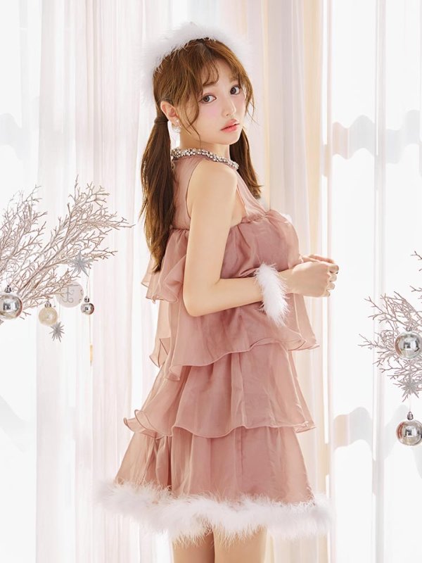 画像14: 【即日発送】【サンタ】アメスリフリルホルターネックサンタコスプレ【コスプレ4点セット】【XS-Lサイズ/2カラー】[OF04]