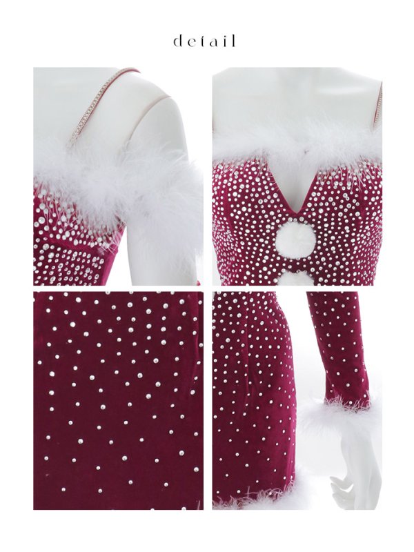 画像26: 【即日発送】【サンタ】グラデーションビジューアームウォーマー付きサンタコスプレ【コスプレ4点セット】【XS-Mサイズ/2カラー】[OF03]