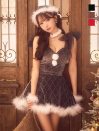 【送料無料】【サンタ】チュールリボンアーガイル風サンタコスプレ【コスプレ6点セット】【XS-XLサイズ/3カラー】[HC03]三上悠亜着用【一部予約商品/11月上旬発送予定】