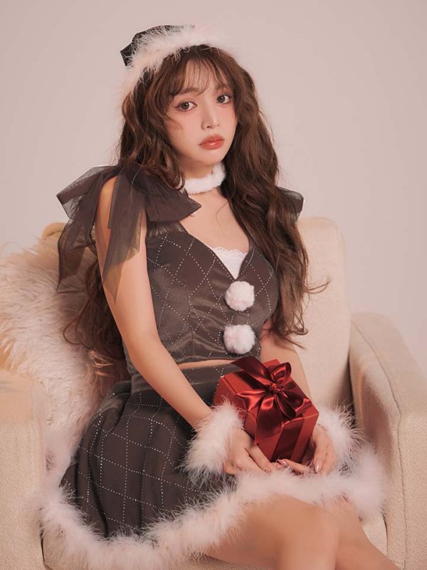 画像4: 【即日発送】【送料無料】【サンタ】チュールリボンアーガイル風サンタコスプレ【コスプレ6点セット】【XS-XLサイズ/3カラー】[OF04]