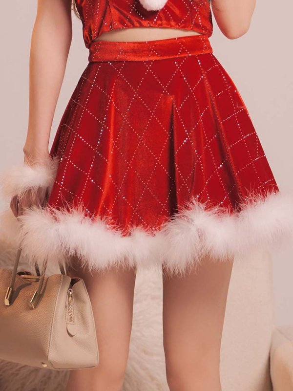 画像16: 【即日発送】【送料無料】【サンタ】チュールリボンアーガイル風サンタコスプレ【コスプレ6点セット】【XS-XLサイズ/3カラー】[OF04]