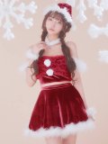 【即日発送】【送料無料！】【サンタ】チュールフリルオフショルセットアップサンタコスプレ【コスプレ6点セット】【XS-Lサイズ/2カラー】[HC03]