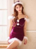 【即日発送】【サンタ】　ベロアストーンビジューチェーンセットアップサンタコスプレ【コスプレ6点セット】【XS-Mサイズ/2カラー】[HC03]
