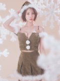 【即日発送】【サンタ】ファーショルダーシースルーフレアサンタコスプレ【コスプレ5点セット】【XS-XLサイズ/2カラー】[HC03]