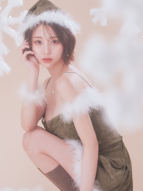 画像10: 【即日発送】【サンタ】ファーショルダーシースルーフレアサンタコスプレ【コスプレ5点セット】【XS-XLサイズ/2カラー】[OF04]