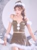 画像1: 【ノベルティ対象】【即日発送】【サンタ】ファーショルダーシースルーフレアサンタコスプレ【コスプレ5点セット】【XS-XLサイズ/2カラー】[OF04] (1)