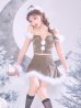 画像2: 【ノベルティ対象】【即日発送】【サンタ】ファーショルダーシースルーフレアサンタコスプレ【コスプレ5点セット】【XS-XLサイズ/2カラー】[OF04] (2)