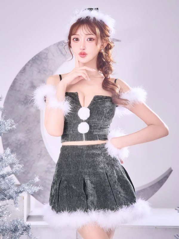 画像23: 【ノベルティ対象】【即日発送】【サンタ】ファーショルダーシースルーフレアサンタコスプレ【コスプレ5点セット】【XS-XLサイズ/2カラー】[OF04]