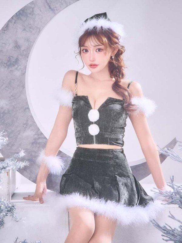 画像29: 【ノベルティ対象】【即日発送】【サンタ】ファーショルダーシースルーフレアサンタコスプレ【コスプレ5点セット】【XS-XLサイズ/2カラー】[OF04]