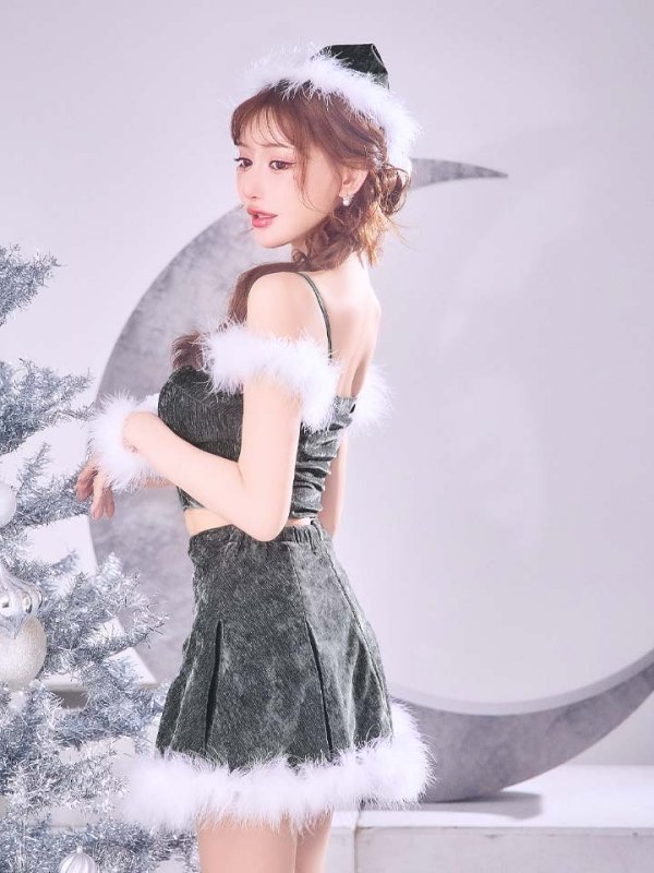 画像30: 【ノベルティ対象】【即日発送】【サンタ】ファーショルダーシースルーフレアサンタコスプレ【コスプレ5点セット】【XS-XLサイズ/2カラー】[OF04]