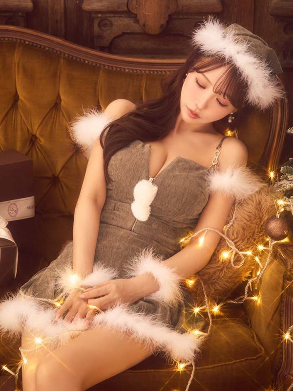 画像13: 【ノベルティ対象】【即日発送】【サンタ】ファーショルダーシースルーフレアサンタコスプレ【コスプレ5点セット】【XS-XLサイズ/2カラー】[OF04]