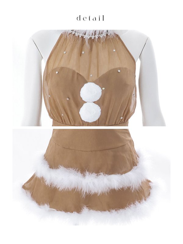 画像21: 【即日発送】【送料無料！】【サンタ】シフォンホルターネックティアードサンタコスプレ【コスプレ4点セット】【XS-Lサイズ/2カラー】[OF04/OF04]