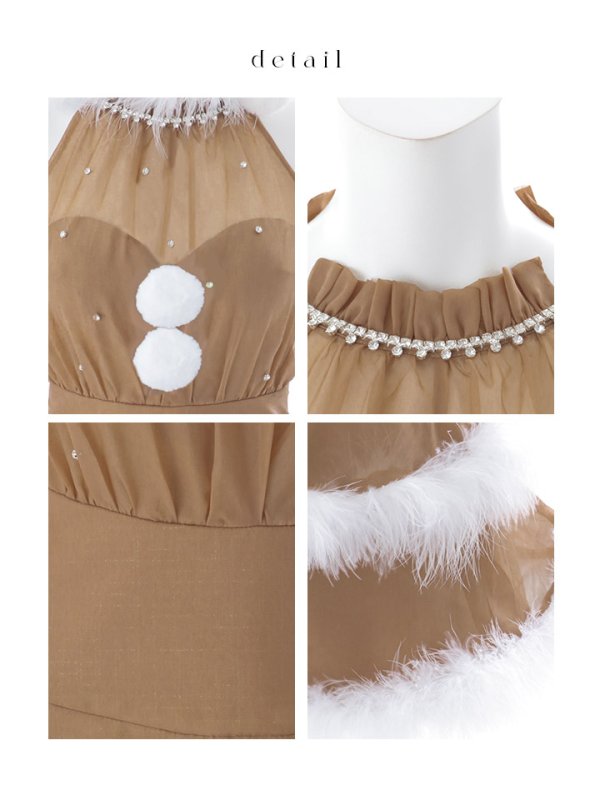 画像22: 【即日発送】【送料無料！】【サンタ】シフォンホルターネックティアードサンタコスプレ【コスプレ4点セット】【XS-Lサイズ/2カラー】[OF04/OF04]