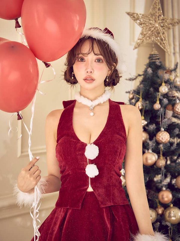 画像12: 【即日発送】【サンタ】ホルターネックジップセットアップサンタコスプレ【コスプレ6点セット】【XS-XLサイズ/2カラー】[OF04]