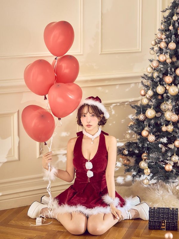 画像25: 【即日発送】【サンタ】ホルターネックジップセットアップサンタコスプレ【コスプレ6点セット】【XS-XLサイズ/2カラー】[OF03]