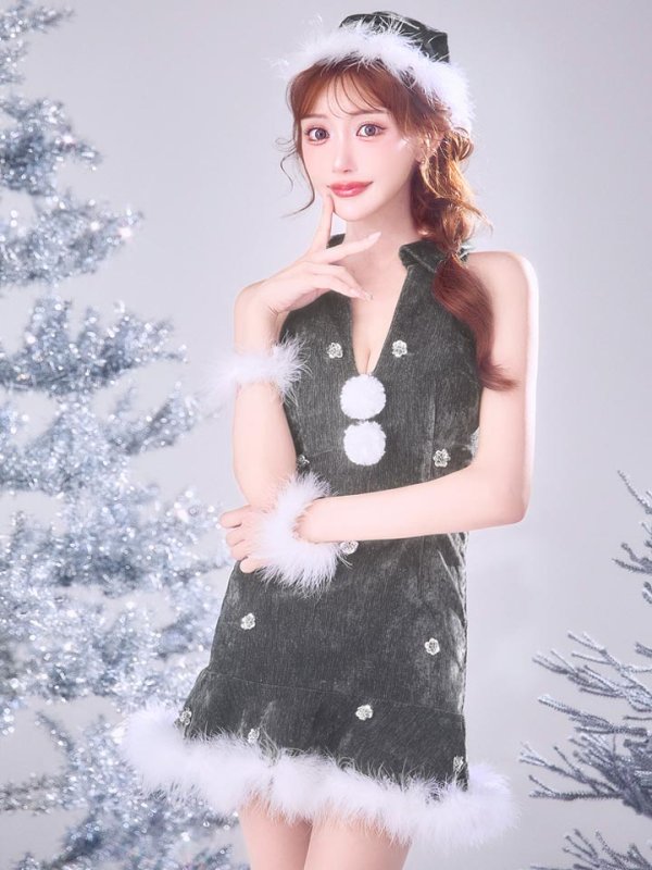 画像4: 【即日発送】【サンタ】スパンコールフラワーサンタコスプレ【コスプレ4点セット】【XS-Lサイズ/2カラー】[OF03]