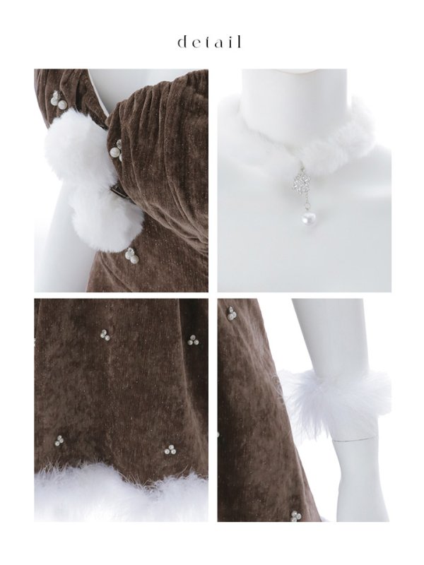 画像21: 【即日発送】【送料無料！】【サンタ】　紐リボンフレアビジューサンタコスプレ【コスプレ5点セット】【XS-Mサイズ/2カラー】[OF04]