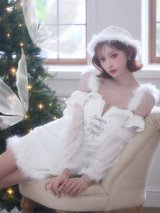 【即日発送】【サンタ】オフショルチュール袖リボンサンタコスプレ【コスプレ2点セット】【XS-Lサイズ/1カラー】[HC02]明日花キララ着用