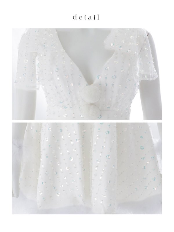 画像23: 【即日発送】【送料無料！】【サンタ】パールスパンコールレースフレアサンタコスプレ【コスプレ3点セット】【S-Lサイズ/1カラー】[OF01]